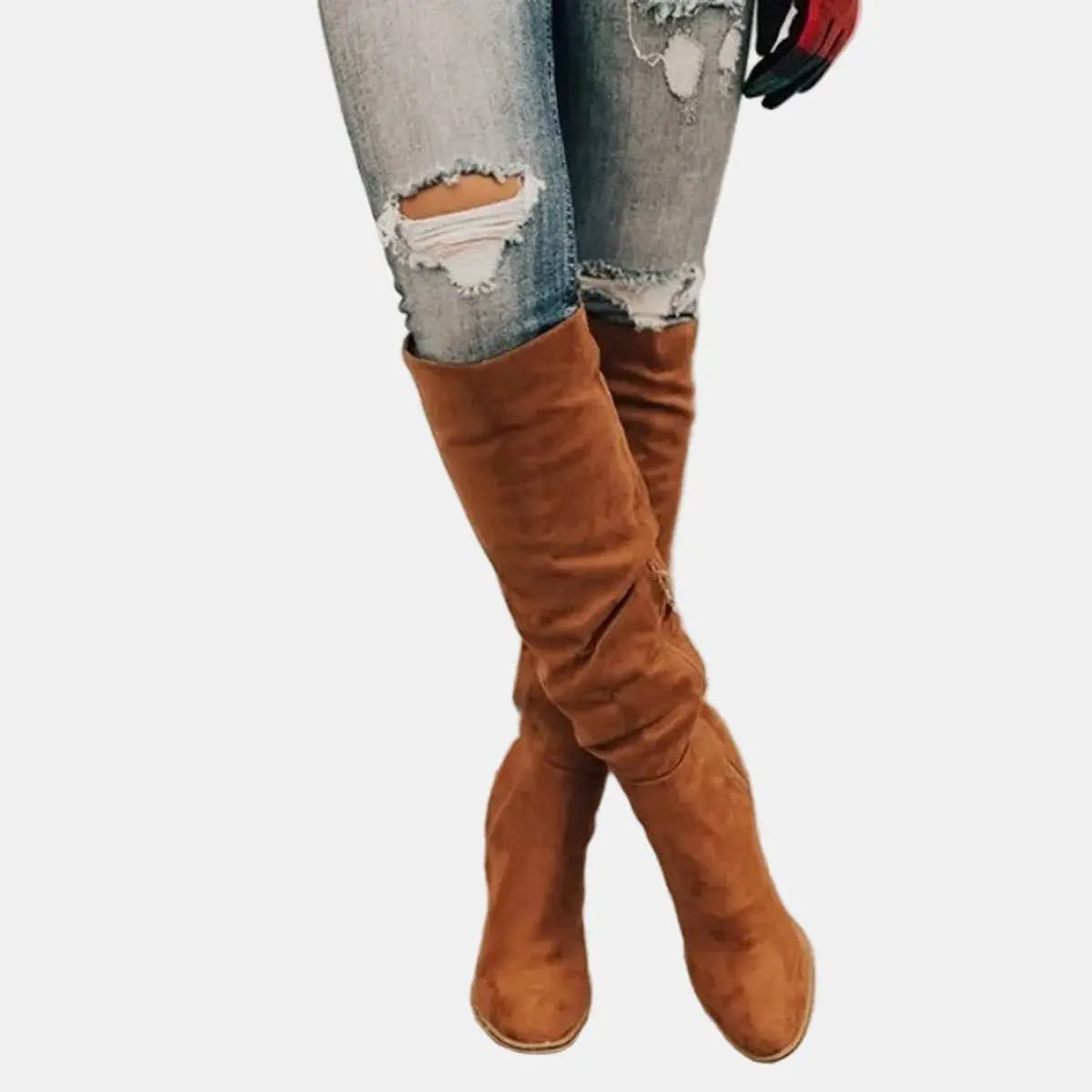 Over The Knee Suede Block Heel Boots