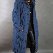 Oversized Hooded Cable Knit Cardigan