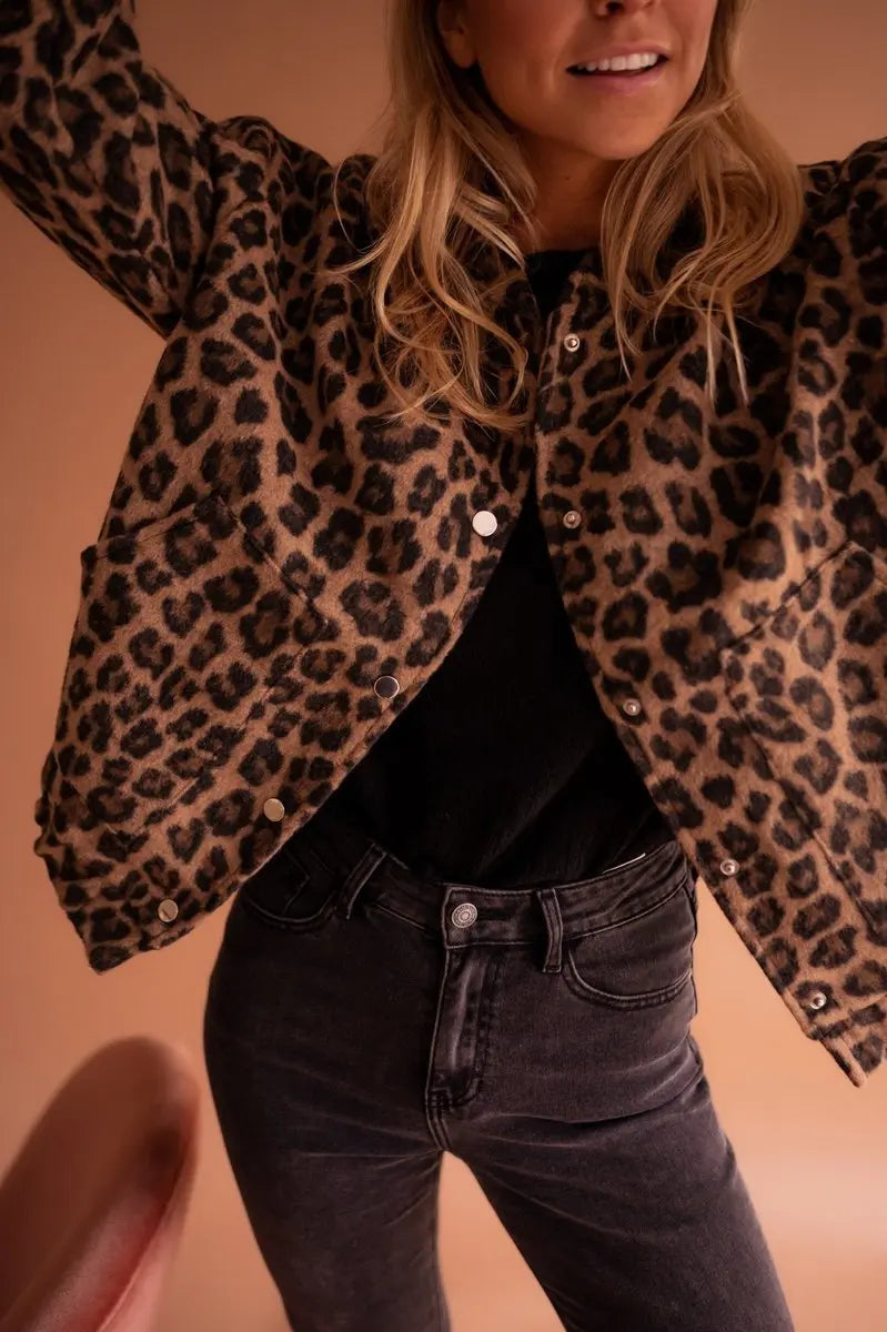 Leopard Print Quilted Jacket