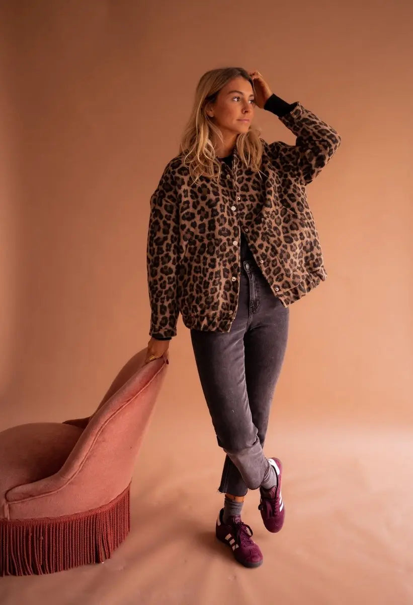 Leopard Print Quilted Jacket