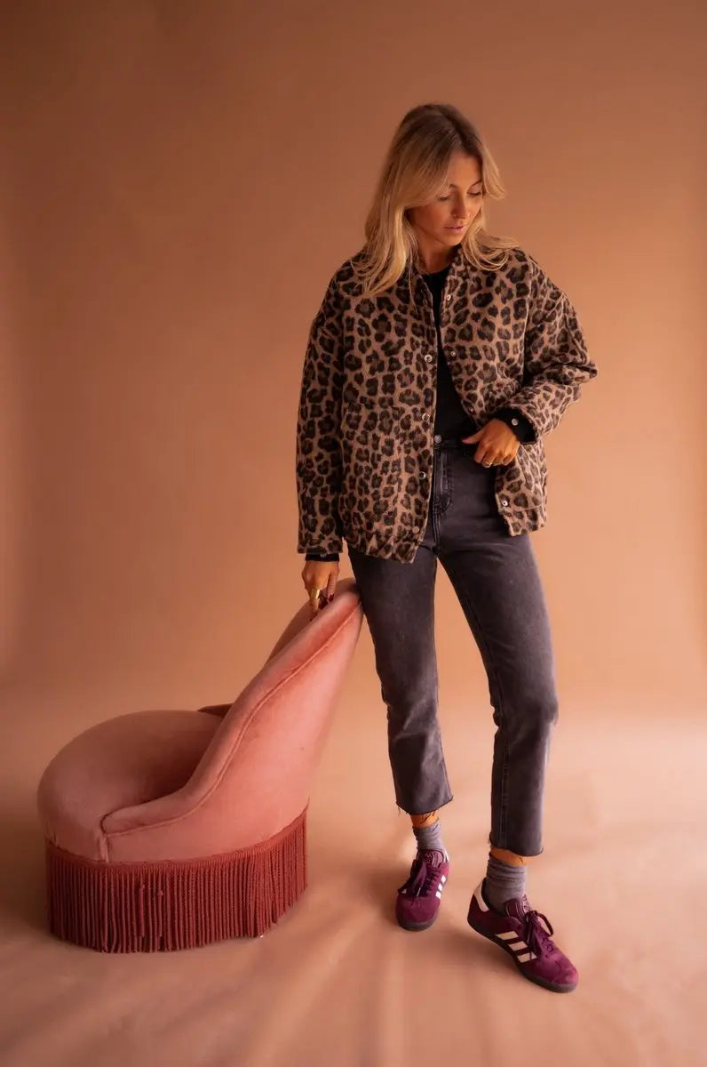 Leopard Print Quilted Jacket