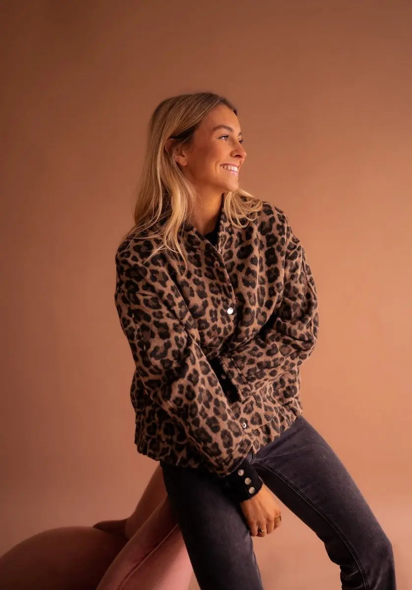 Leopard Print Quilted Jacket