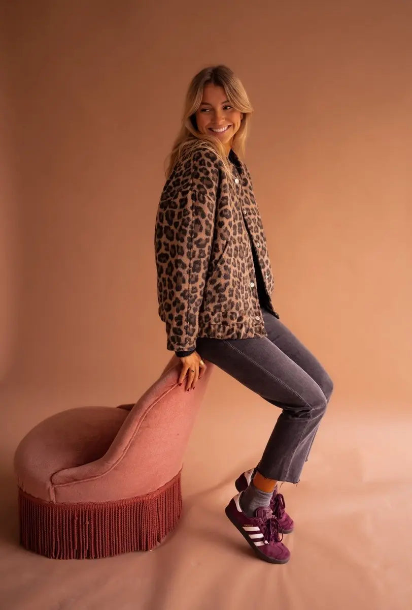 Leopard Print Quilted Jacket