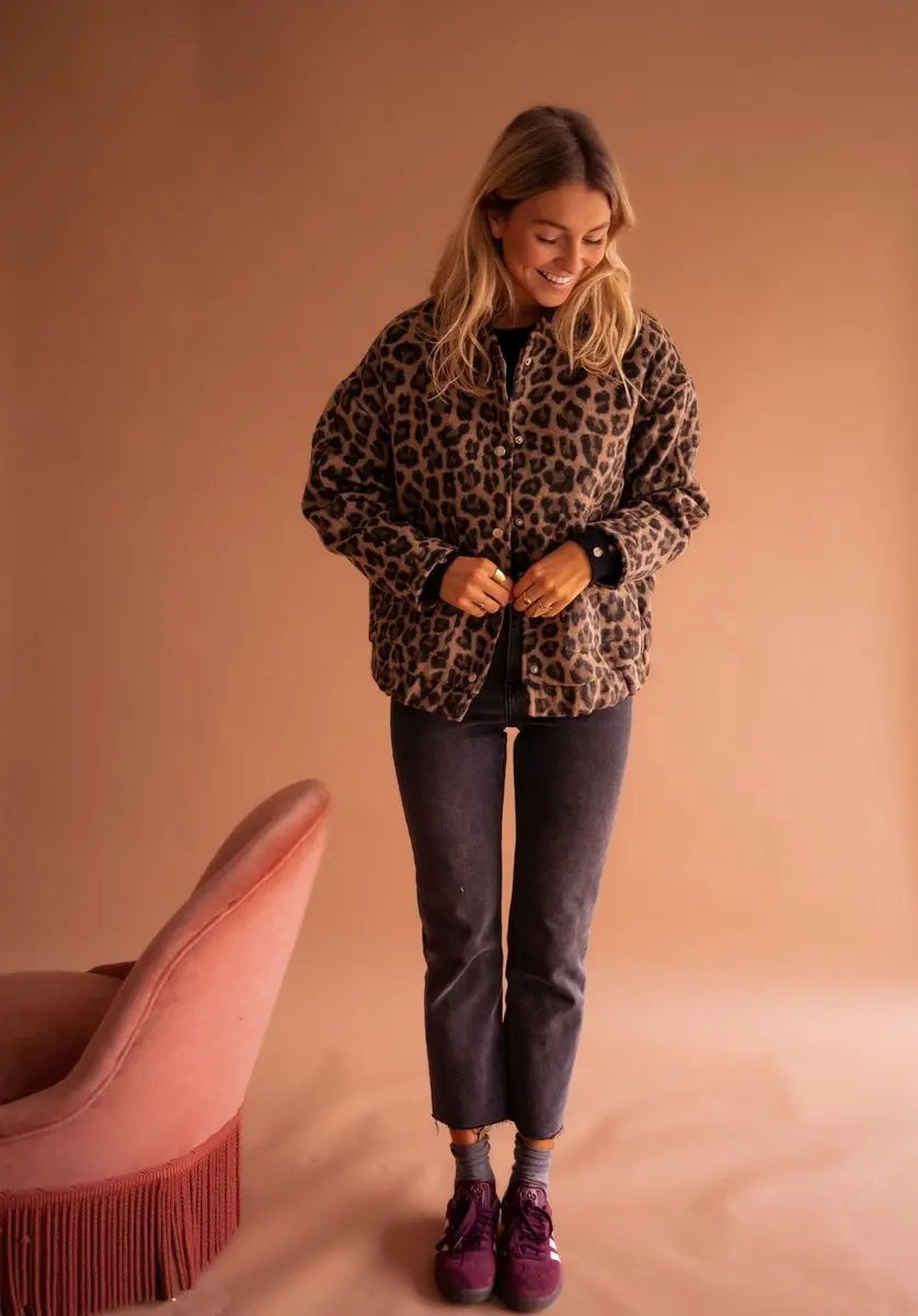 Leopard Print Quilted Jacket