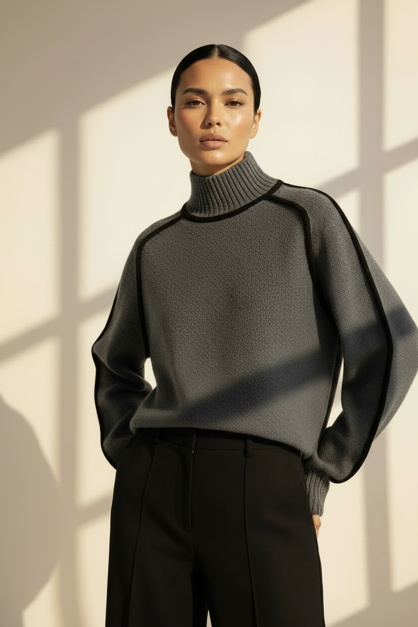 Oversized Striped Turtleneck Sweater
