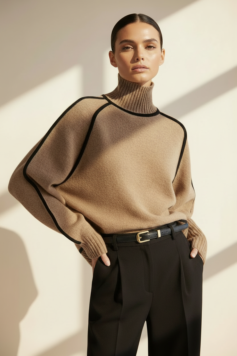 Oversized Striped Turtleneck Sweater