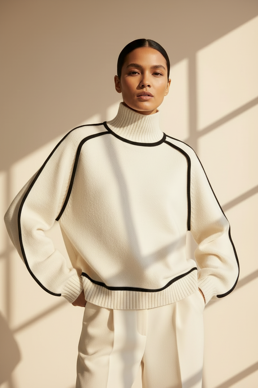 Oversized Striped Turtleneck Sweater