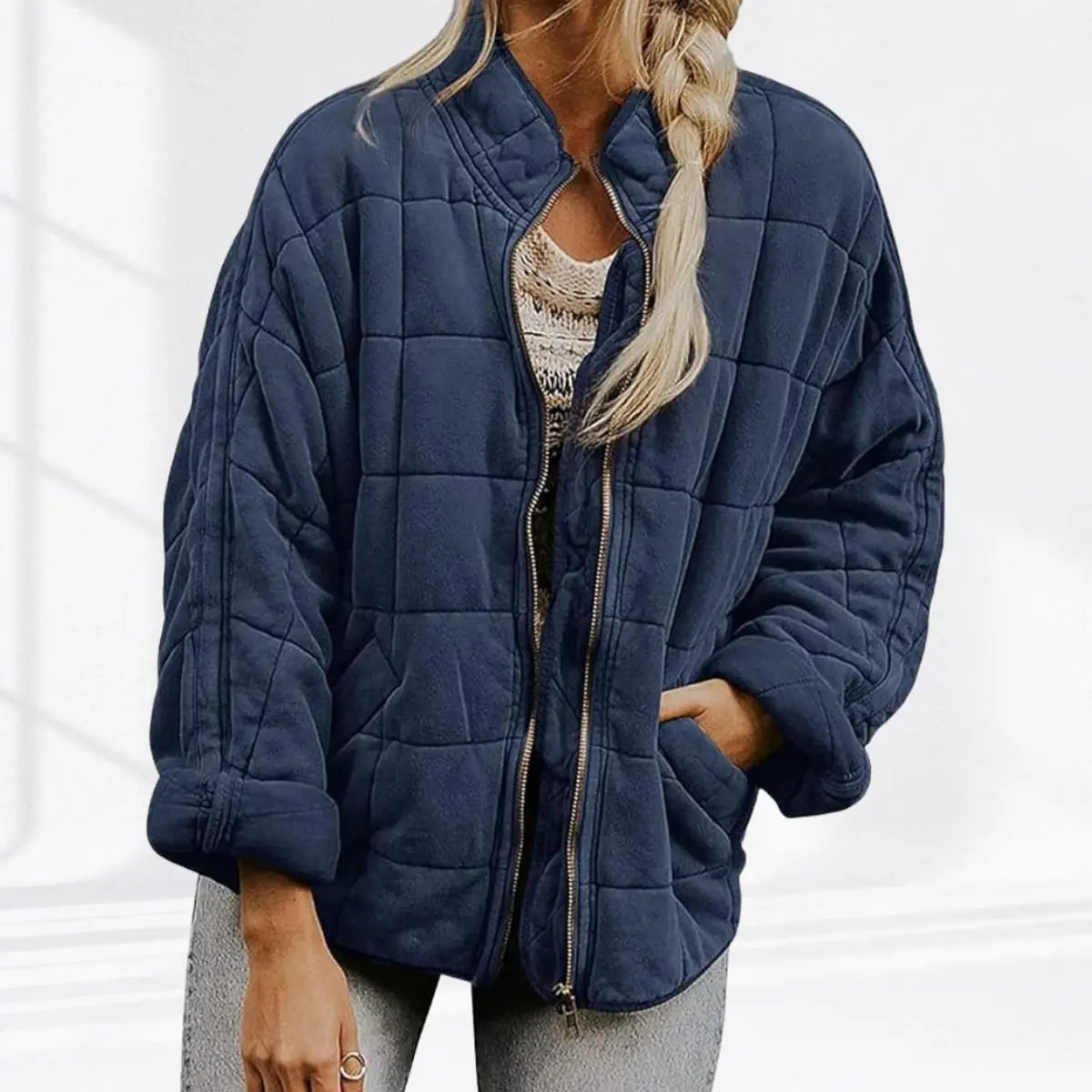 Diamond Quilted Zip Jacket