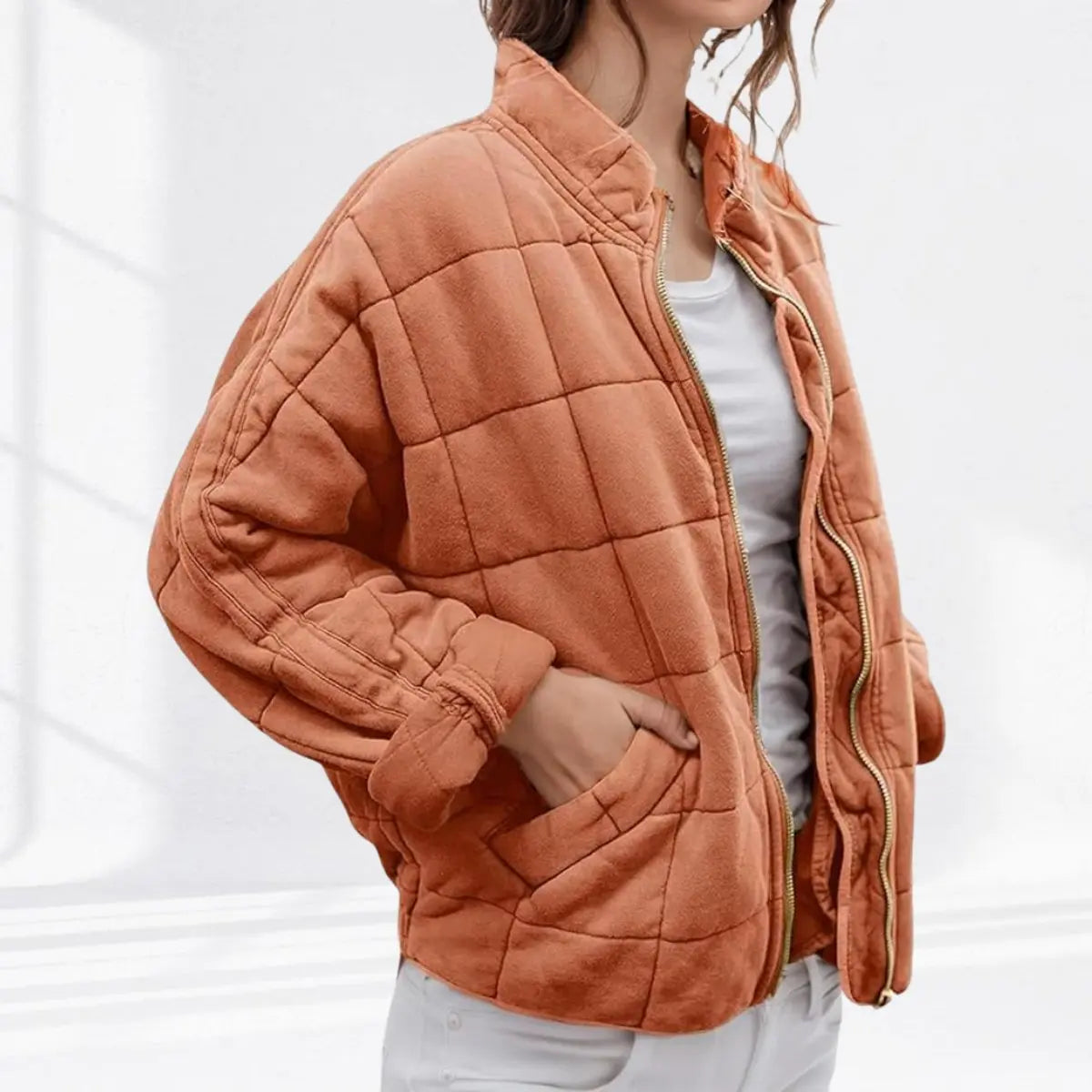 Diamond Quilted Zip Jacket