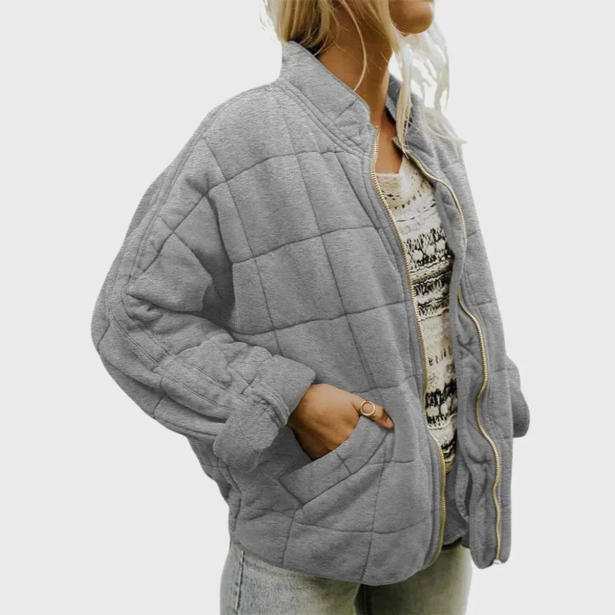 Diamond Quilted Zip Jacket
