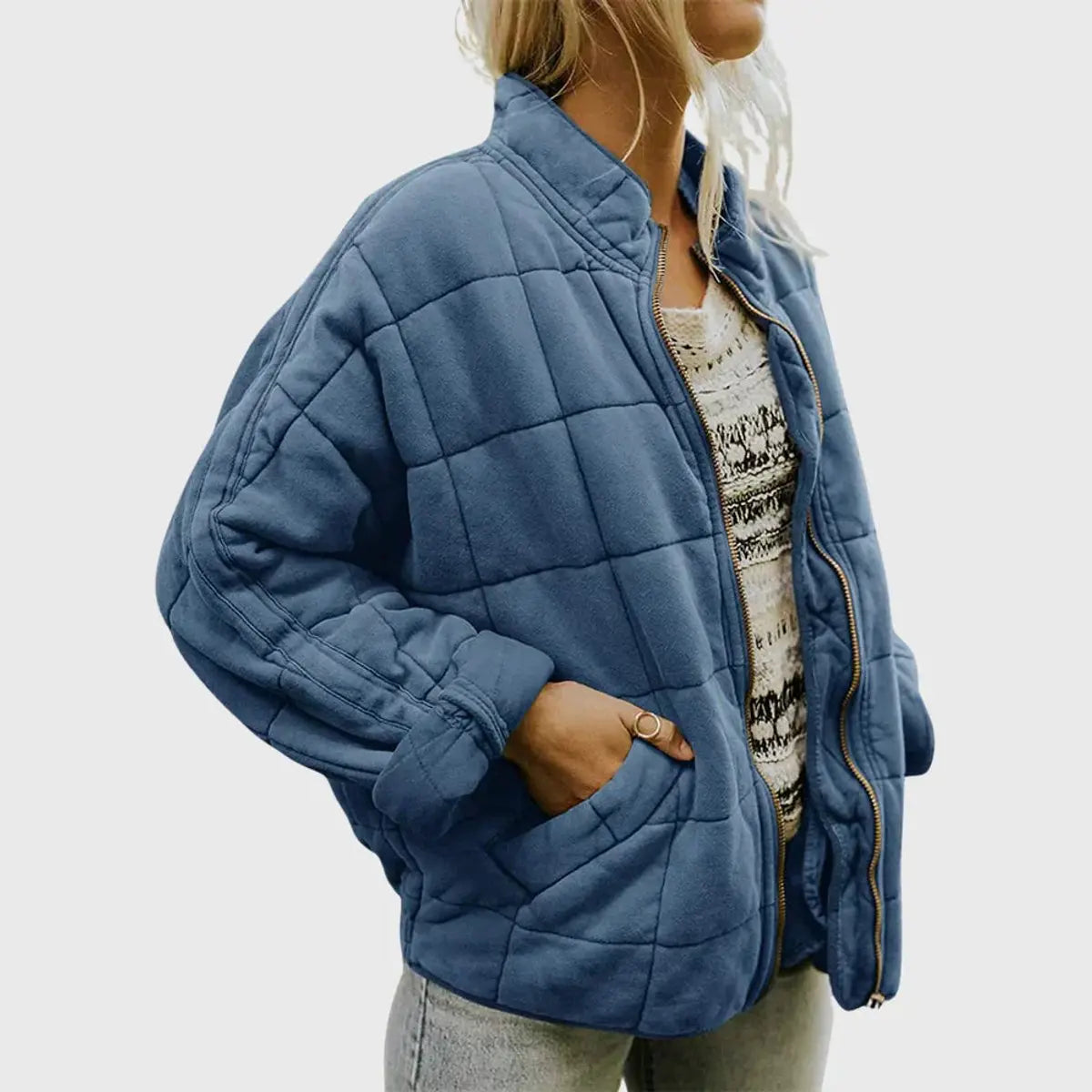 Diamond Quilted Zip Jacket