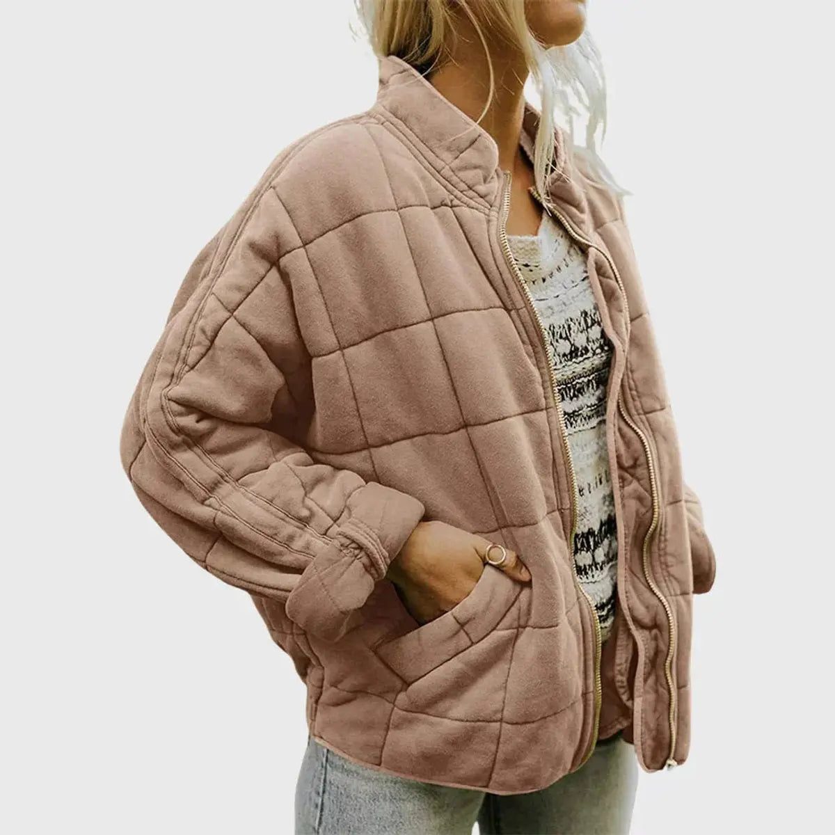 Diamond Quilted Zip Jacket
