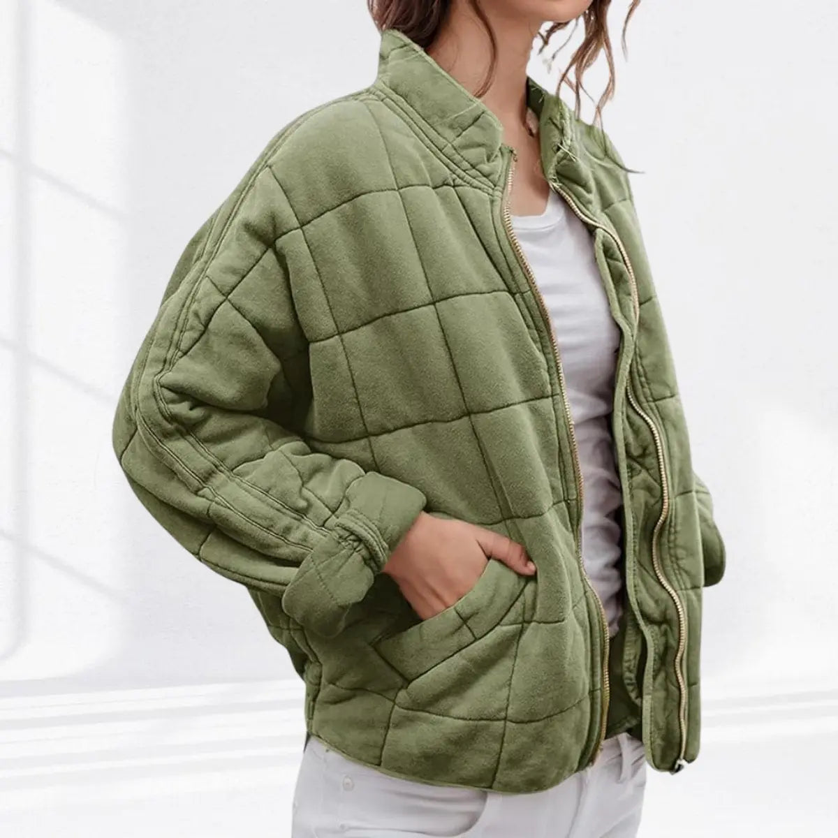 Diamond Quilted Zip Jacket