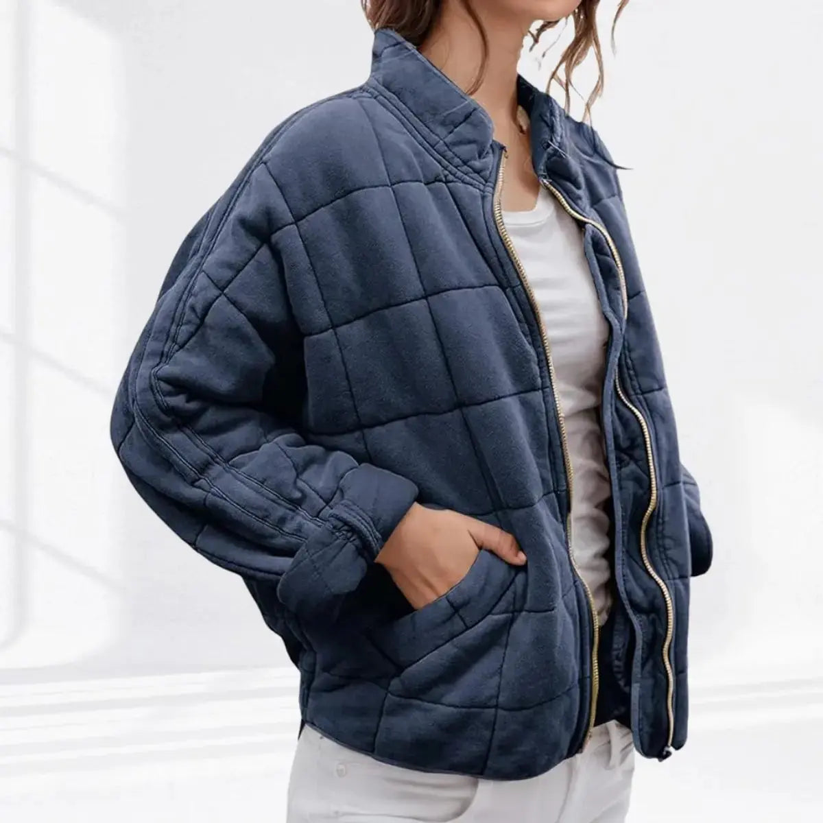 Diamond Quilted Zip Jacket
