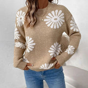Women's Relaxed-Fit Floral Intarsia Knit Crew-Neck Jumper
