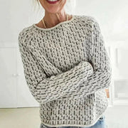 Women's Relaxed-Fit Round Neck Textured Knit Sweater
