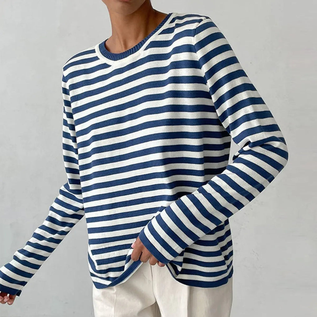 Striped Crew Neck Knit Sweater