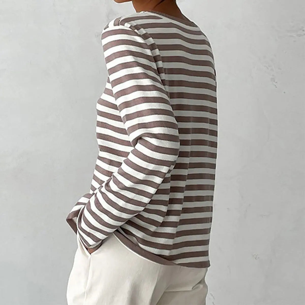 Striped Crew Neck Knit Sweater