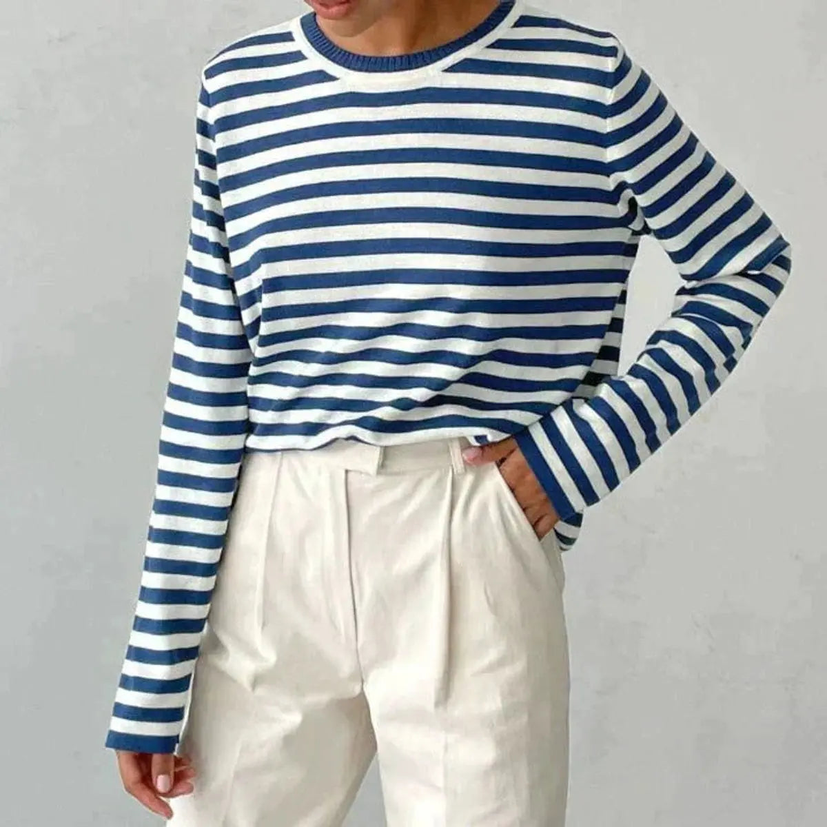 Striped Crew Neck Knit Sweater