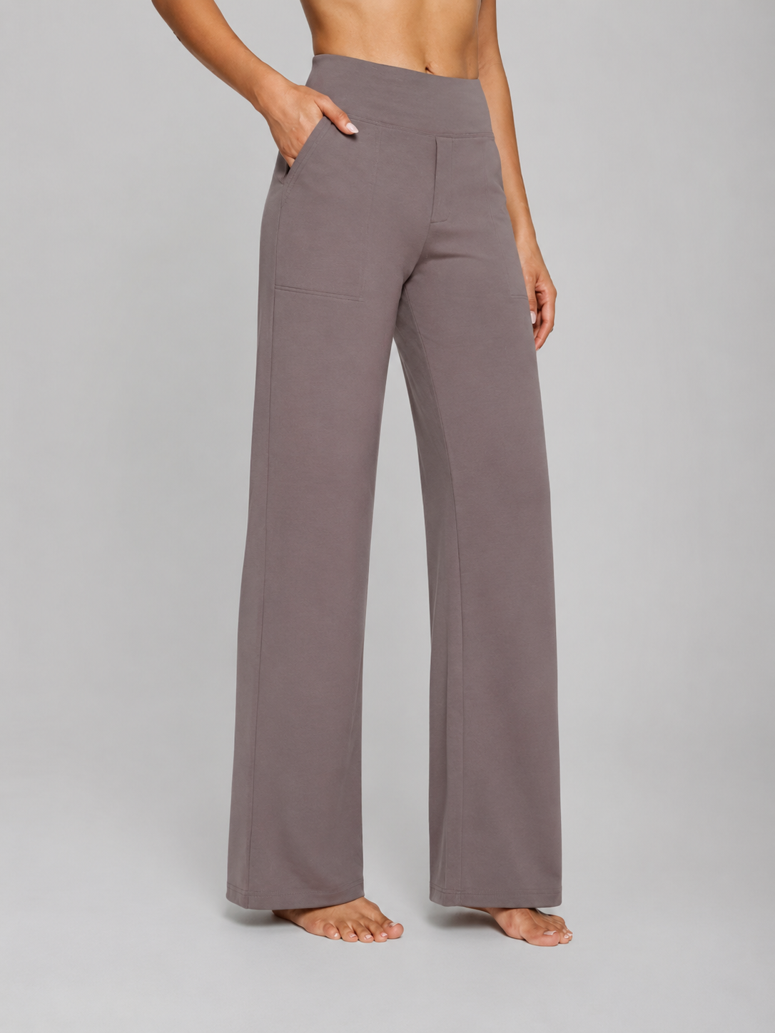 High Waist Stretch Straight Leg Trousers