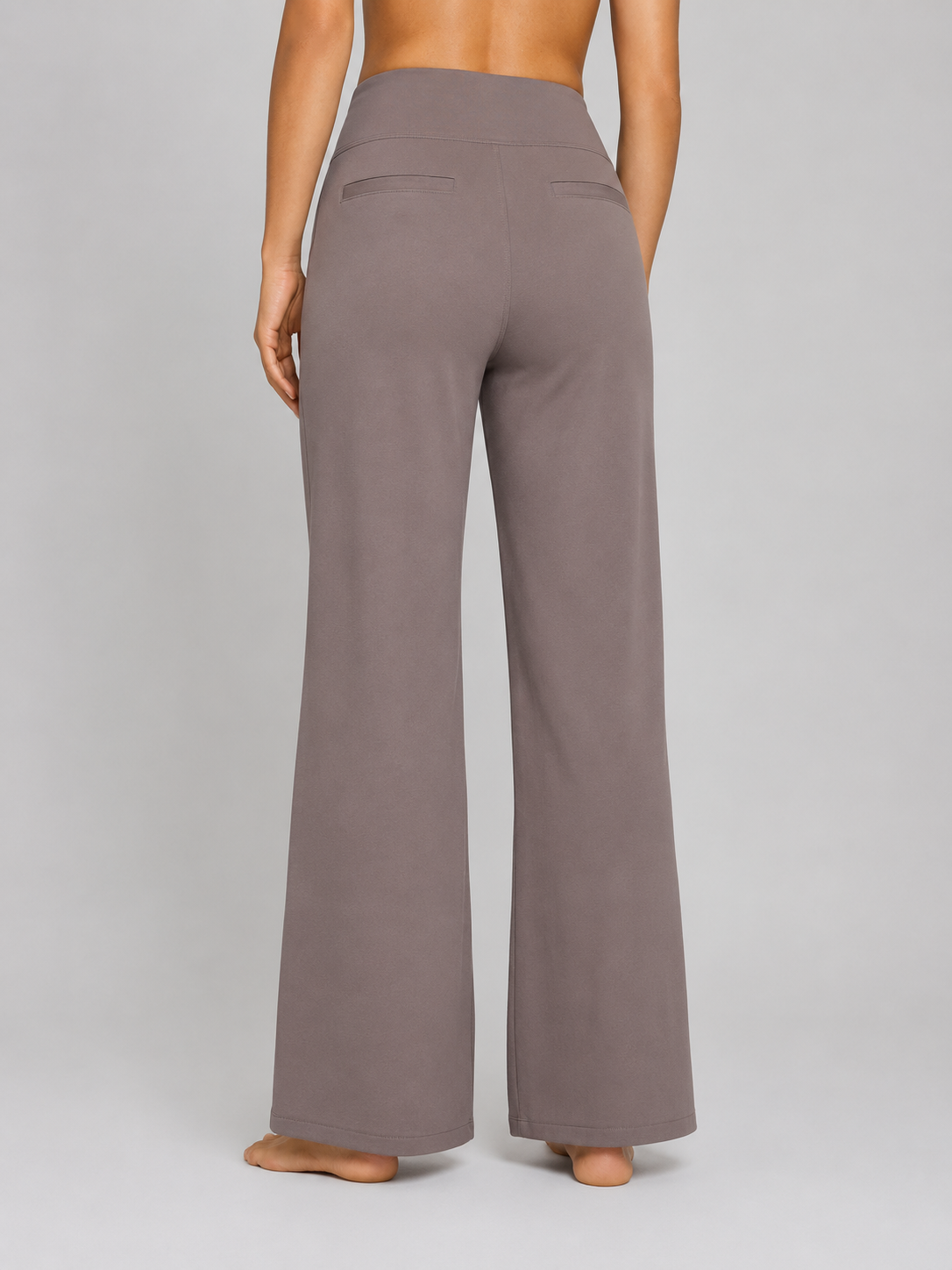 High Waist Stretch Straight Leg Trousers