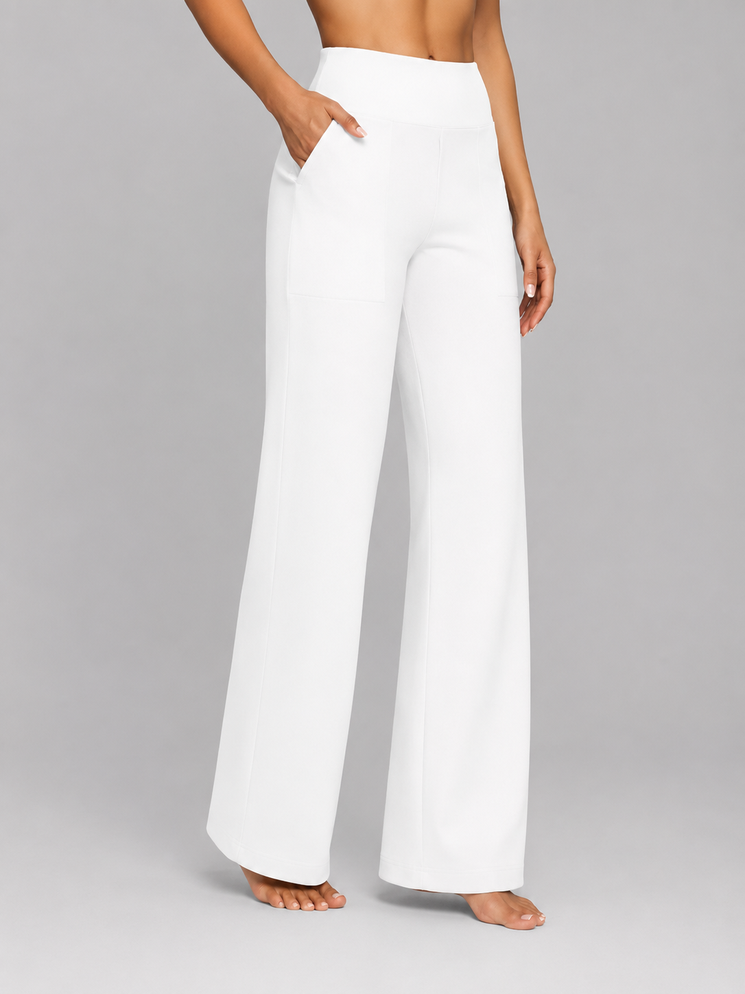 High Waist Stretch Straight Leg Trousers