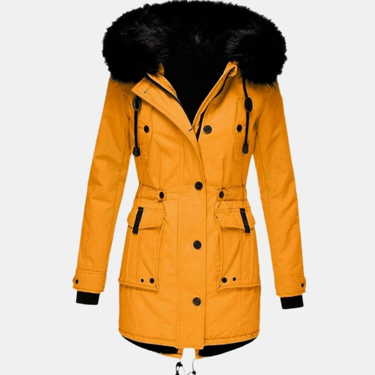 Hooded Faux Fur Padded Parka Coat