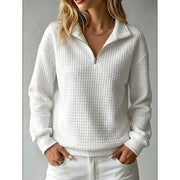 Textured Half-Zip  Collared Sweatshirt