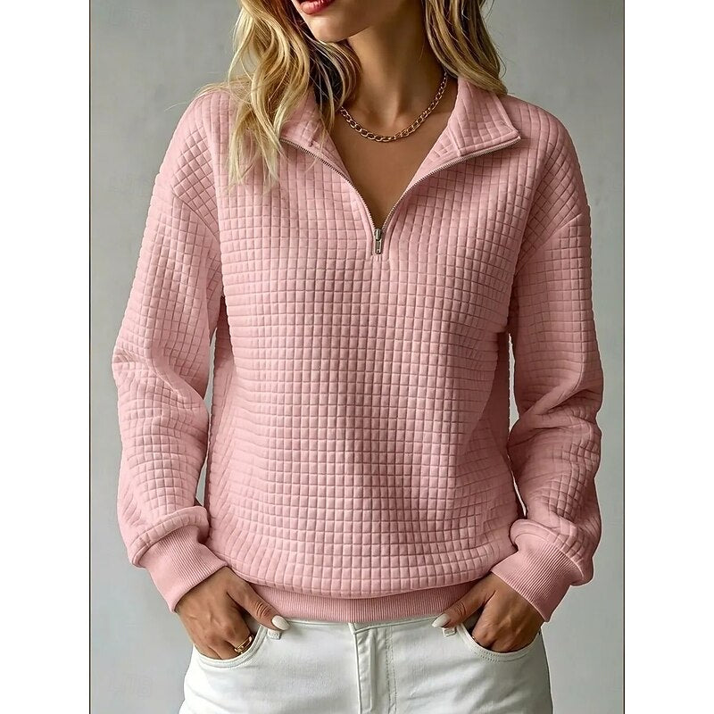 Textured Half-Zip  Collared Sweatshirt