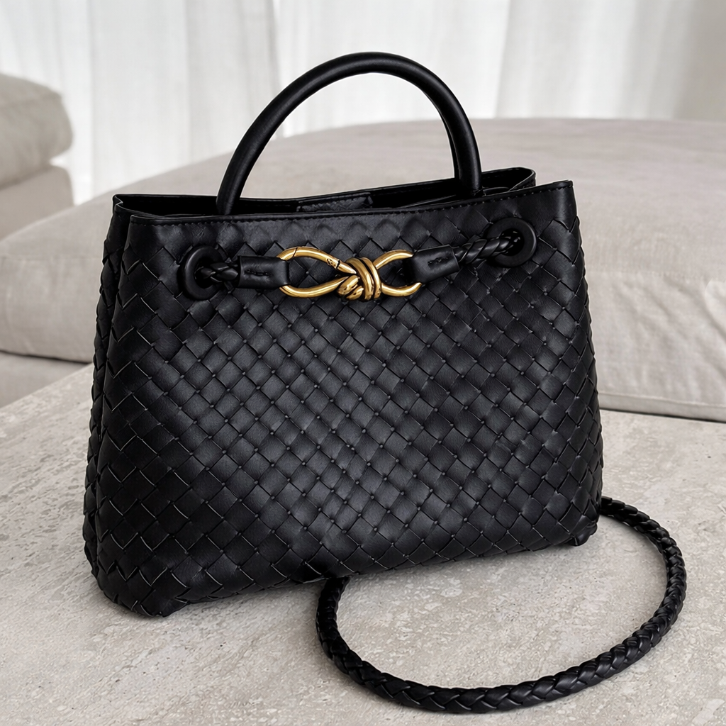 Woven Vegan Leather Tote Bag