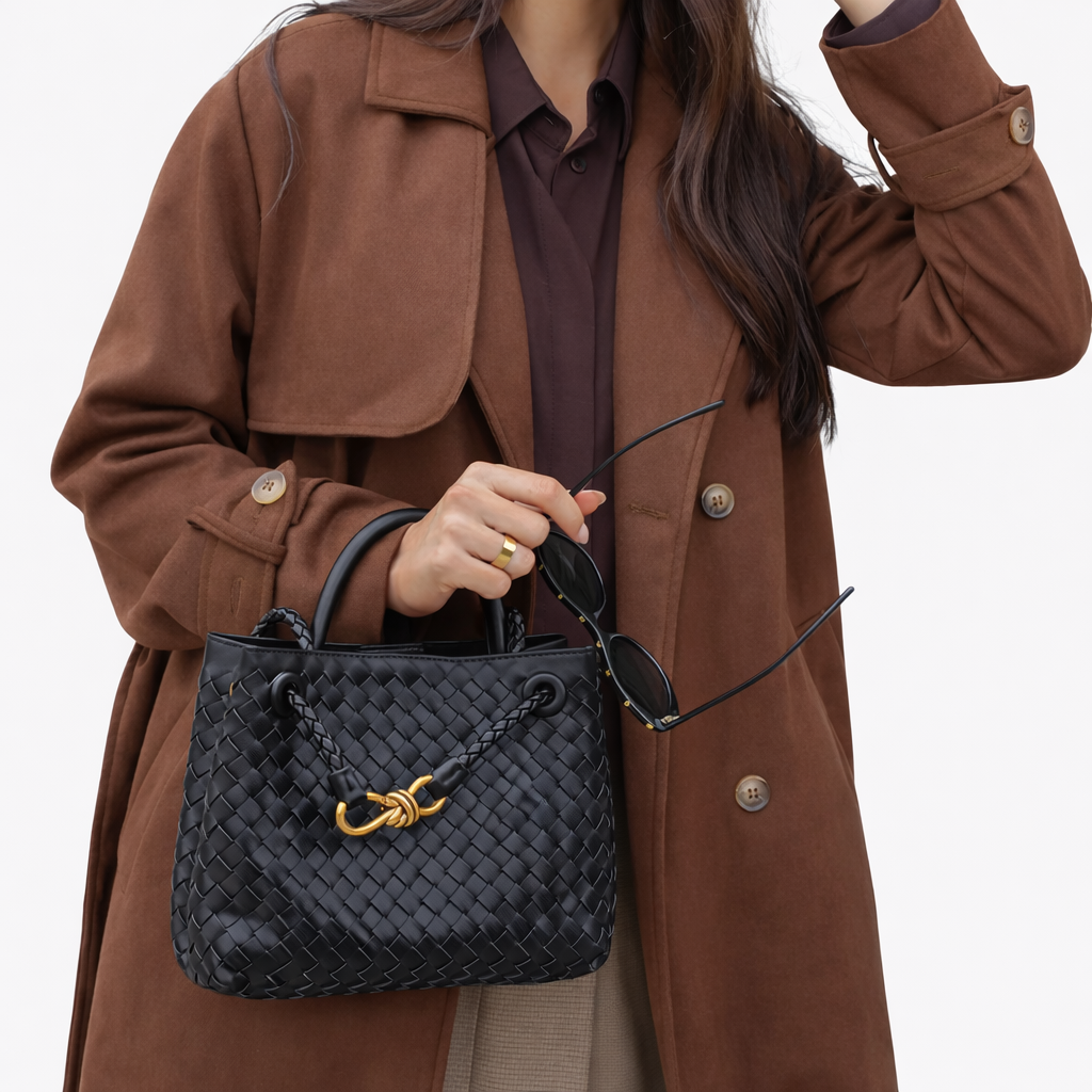 Woven Vegan Leather Tote Bag